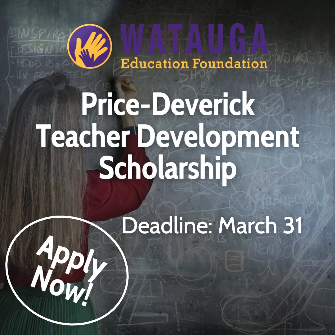 2024 Price-Deverick Teacher Scholarship Application now open! Apply at: api.ripl.com/s/edznpe #WeAreWatauga <a href="/WataugaSchools/">Watauga County Schools</a> #WEF4WCS
