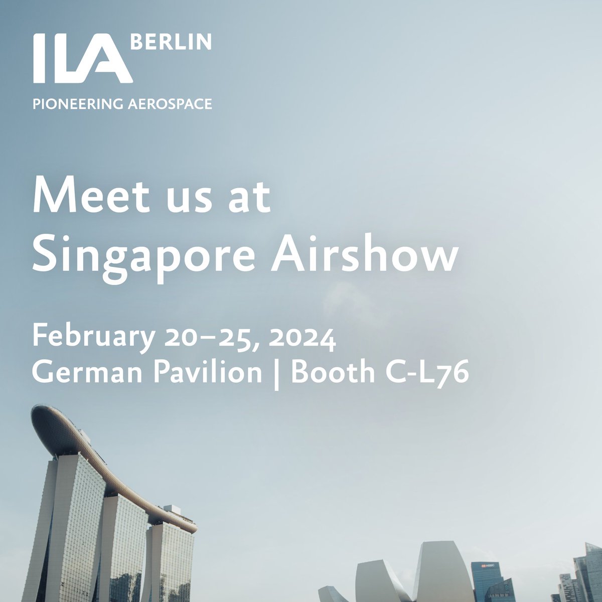 Takeoff to the Singapore Airshow ✈️ Find our Gino Thiel and the #ILA24-team at stand C-L76 within the @german_pavilion from February 20 - 25 ✨ #PioneeringAerospace @bdlipresse