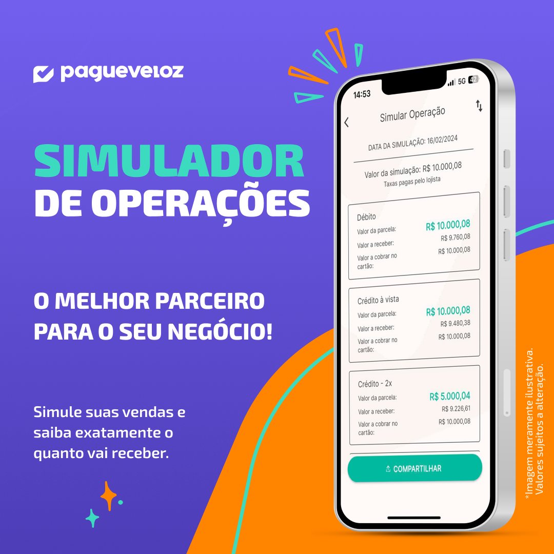 PagueVeloz's tweet photo. Na PagueVeloz não tem erro!

Com o simulador de operações você consegue verificar todos os valores na palma da sua mão!

👉 Acesse sua conta digital e comece a utilizar. https://t.co/N218tGFXHv