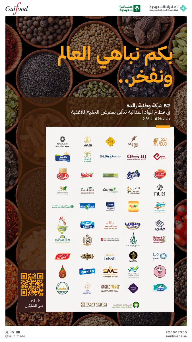 SaudiMade's tweet photo. 52 شركة وطنية رائدة في قطاع المواد الغذائية تستعرض منتجاتها المنافسة تحت مظلة جناح "صناعة سعودية" في #معرض_الخليج_للأغذية.
 
تعرّف أكثر على المشاركين 🔗:
https://t.co/Q4IteLsnjB

#صنع_في_السعودية 
#Gulfood2024 https://t.co/FkujXZtv05