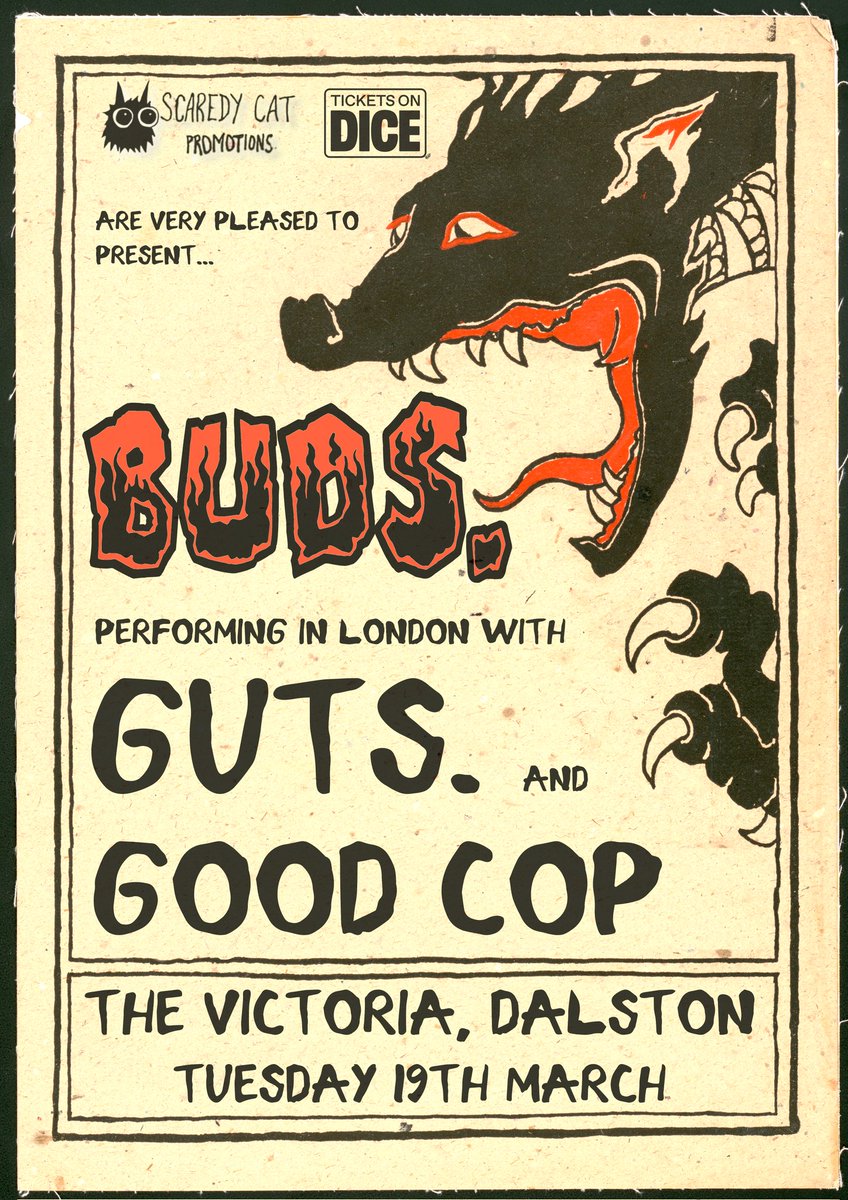 London We head to @VICTORIADALSTON on 19th of March to headline a show! Joining us is the awesome Guts and Good Cop! Tickets available now on @dicefm 🎟 link.dice.fm/Aa43fdd9cde5