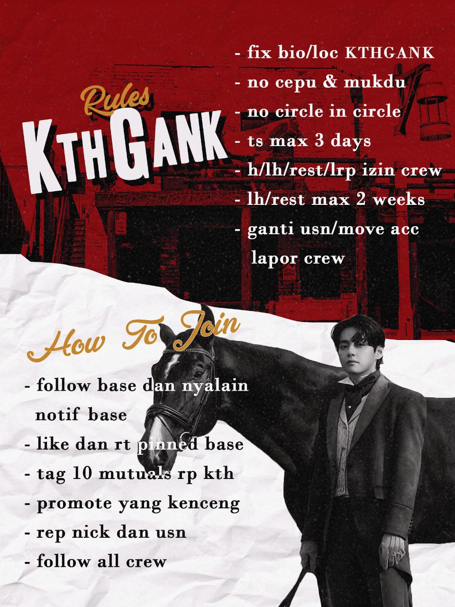 ︎

︎⚠️ KTHGANK IS BACK ⚠️

Calling all Kim Taehyung Rp's to join our GDM, we're open regist on 19-24 Feb'24. Don't forget to join with us!

︎