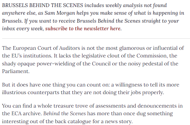 Thank you for an interesting read @SamJamesMorgan @BrusselsTimes about the 🇪🇺Western Balkans front, and for an enticing intro/credits on the @EUauditors role/work. Plenty more in our 'treasure trove' worth a look as we keep tabs on #EUbudget spending. 🔗brusselstimes.com/column/928779/…