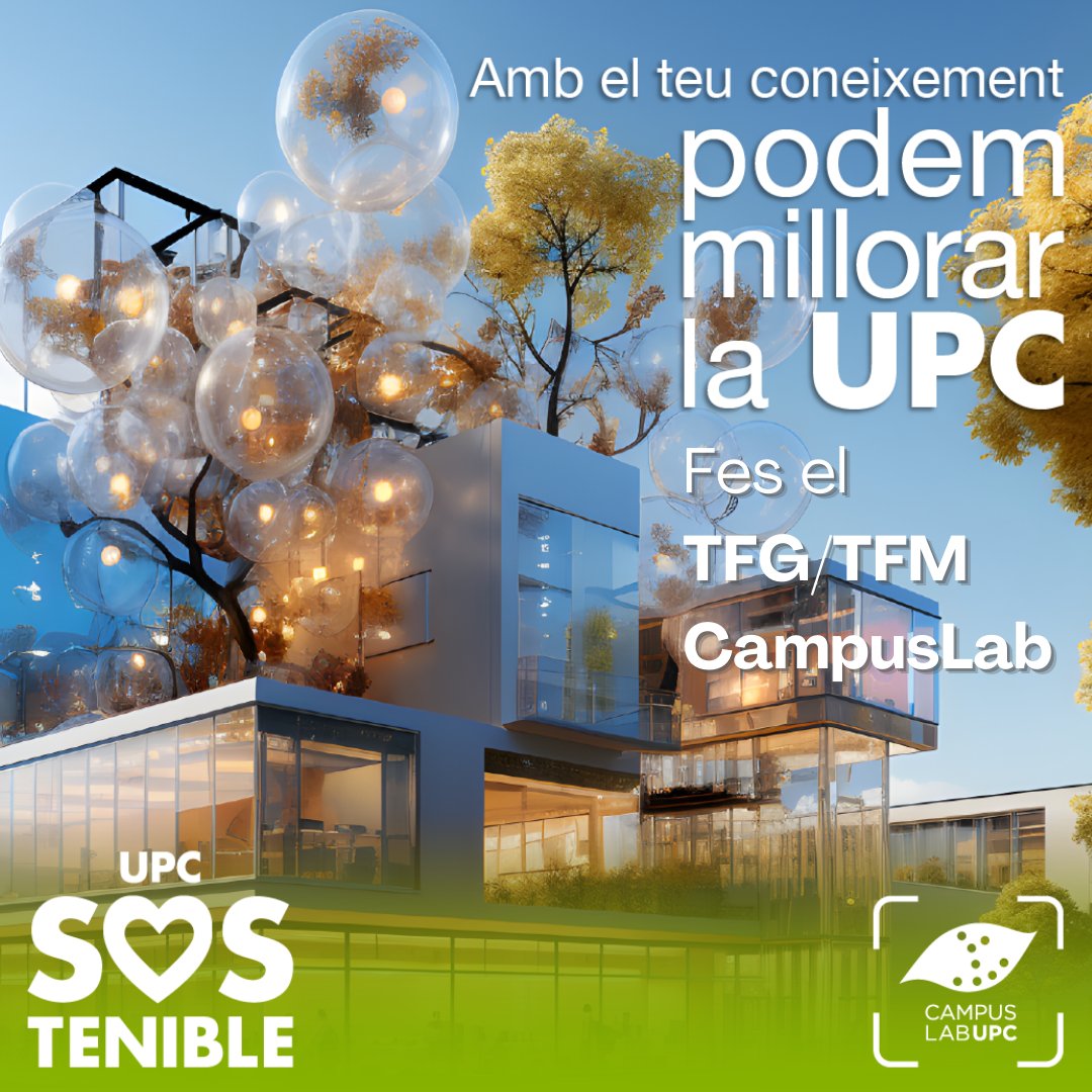 UPC Sostenible (@upcsostenible) on Twitter photo 📣Ets PDI i necessites idees o reptes per ofertar TFG o TFM? ‼️
ℹ️🌱Al web de CampusLAB trobaràs diferents propostes relacionades amb la millora de la sostenibilitat de  <a href="/la_UPC/">Universitat Politècnica de Catalunya (UPC)</a>. 
🧑🔬Tindràs el suport de personal tècnic de la UPC per obtenir informació del dia a dia dels campus! 📣Ets PDI i necessites idees o reptes per ofertar TFG o TFM? ‼️
ℹ️🌱Al web de CampusLAB trobaràs diferents propostes relacionades amb la millora de la sostenibilitat de  <a href="/la_UPC/">Universitat Politècnica de Catalunya (UPC)</a>. 
🧑🔬Tindràs el suport de personal tècnic de la UPC per obtenir informació del dia a dia dels campus!
