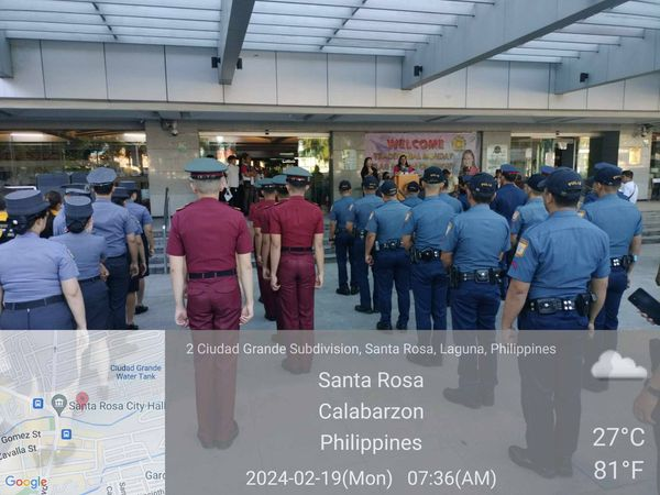 Starosa_Police's tweet photo. On February 19, 2024 at about 7:30 AM, personnel of Santa Rosa City Police Station, led by PLTCOL DWIGHT F FONTE JR, ACOP, attended the Traditional Monday Flag Raising Ceremony, held at Santa Rosa City Hall, Brgy. Tagapo, Santa Rosa City Laguna. https://t.co/ZM60sq2VMP