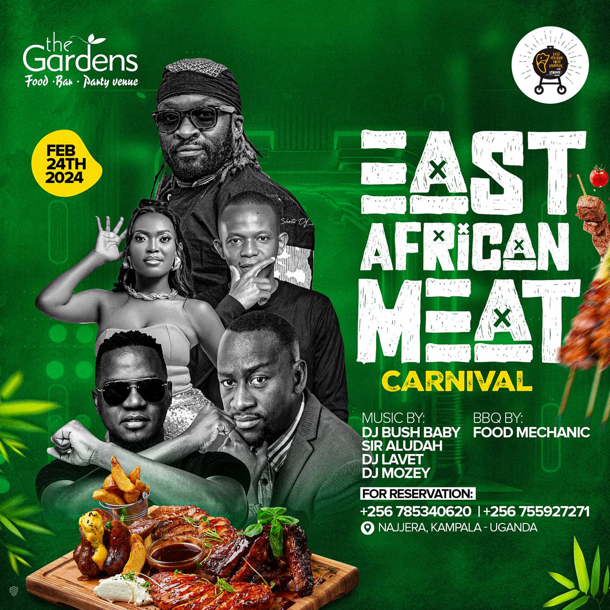 Join me this Saturday the 🗓️24th of February 📍@GardensNajjera for the East African Meat Carnival🎊
 
CC @DjAludah @djbushbaby @Djlavet @Mo_Chef_Mu 

#Utake