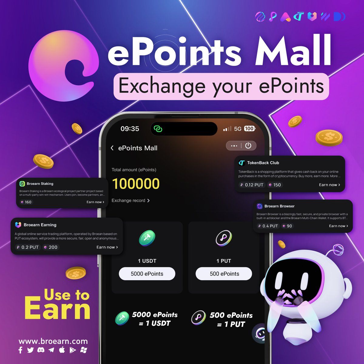 broearn's tweet image. 🌟🛒Welcome to the #Broearn #ePoints Mall! 🛍️
🔁 Exchange your #ePoints to earn #Crypto &amp;amp; unlock endless possibilities💳✨

👉Check out: bit.ly/3Rvl69g

#Rewards #ShopSmart #eCommerce🔓