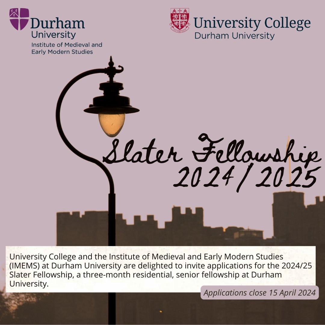📢Excited to announce the opening of applications for the 2024/25 Slater Fellowship! 🎓 Senior academics, immerse yourself in research at IMEMS and University College. Full board, workspace, and more provided. Apply now: tinyurl.com/imemsfellowship #SlaterFellowship #DurhamUni
