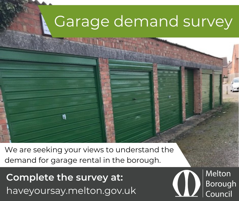 Have you ever thought about renting one of our garages? We want to hear from you to find out where you would rent one of our garages to identify key locations that could benefit from investment and refurbishment. Let us know by completing the survey at: haveyoursay.melton.gov.uk/housing-and-co…