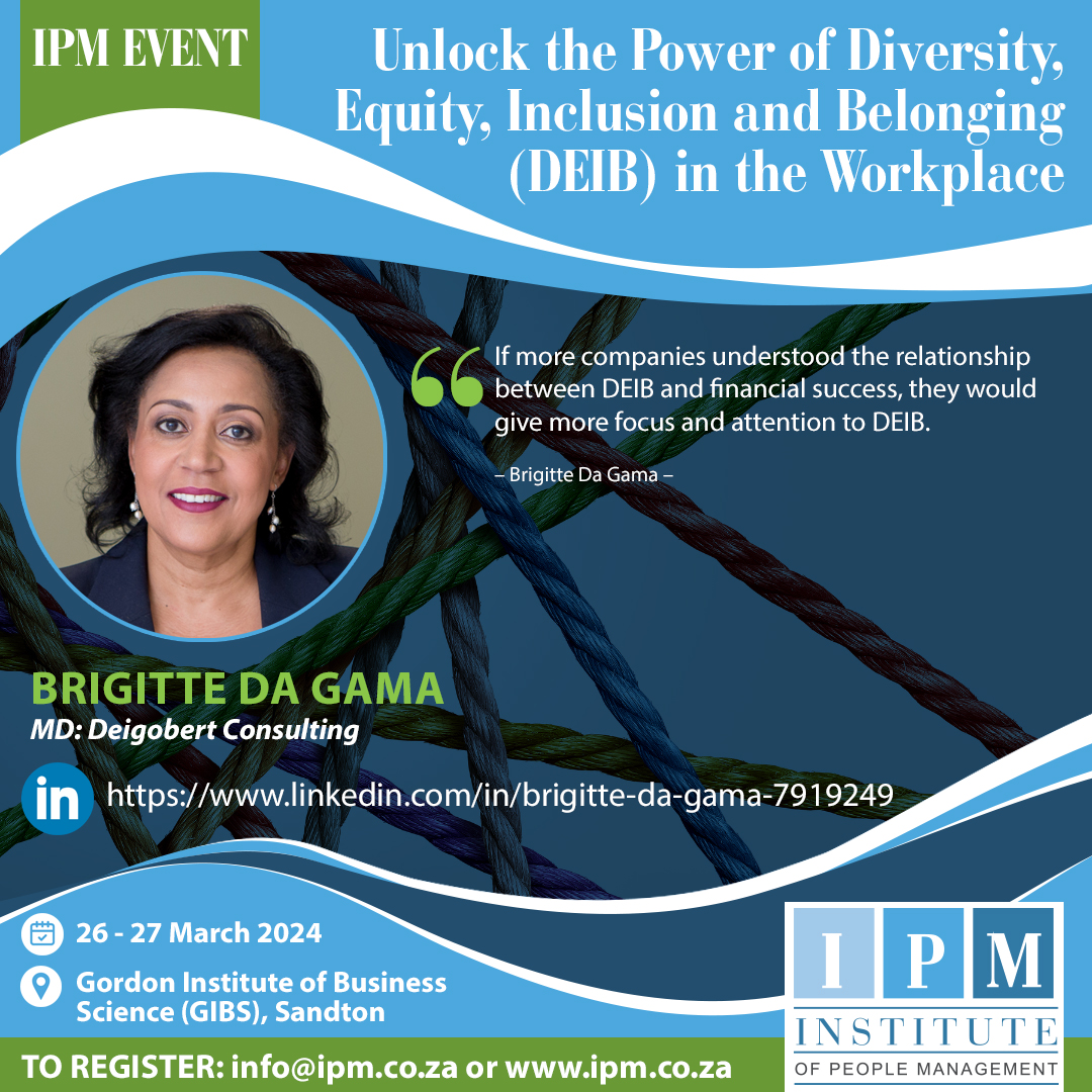 IPM4PEOPLE's tweet photo. We are thrilled to announce that Brigitte Da Gama, MD of Deigobert Consulting, will be joining us as a panelist for our upcoming event as part of our panel discussion on "Intersectionality in DEIB: Addressing the Interconnected Layers of Identity," in the workplace. #IPMDEIBEvent https://t.co/upZXpjsMVC
