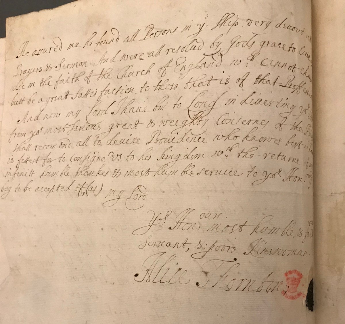 ⚓️It's 1689 when Alice Thornton writes this letter to her cousin, Lord Danby. He has helped get her son, Robert, on a ship to Spain and she thanks him for 'putting him... so far away'. Robert was much in debt at the time. This fascinating record is at @BL_ModernMSS #EYASecrets
