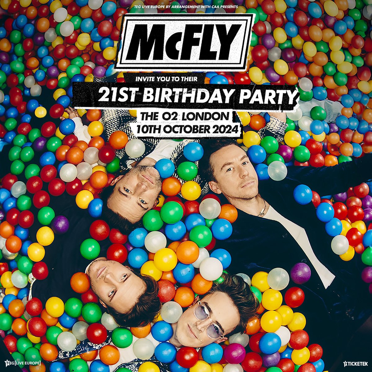 This year McFly turns 21 YEARS OLD… no, we can’t believe it either. To celebrate we’re throwing a massive birthday party at @TheO2 on 10th October and everyone’s invited! Tickets go on sale Friday 23rd February, or sign up via the link for an exclusive presale on Wednesday ⚡️