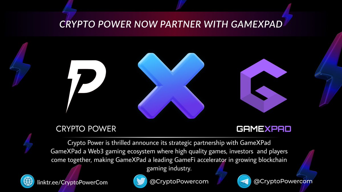 CryptoPowerCom's tweet photo. 🔊 Crypto Power now partner with @gmxpad 🔊

🔸#CryptoPower is thrilled announce its strategic partnership with #GameXPad 🤝🔥
💎 GameXPad a #Web3 #gaming ecosystem where high quality #games, #investors  and players come together, making GameXPad a leading #GameFi accelerator⚡️🚀 https://t.co/6hBVQdeQly