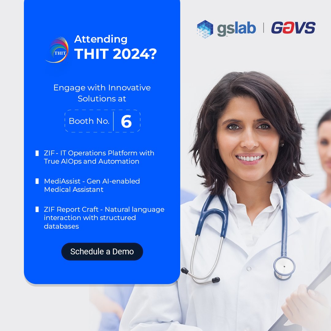 _gslab's tweet photo. Attending #THITConference? Step into the future of #healthcare technology at Booth #6! Explore our innovative solutions powered by #AI to transform your healthcare delivery.
Schedule a demo: https://t.co/3sjngRaVVP
#THIT2024 #THIT #InnovatewithTHIT https://t.co/0t1GJ8kyjU