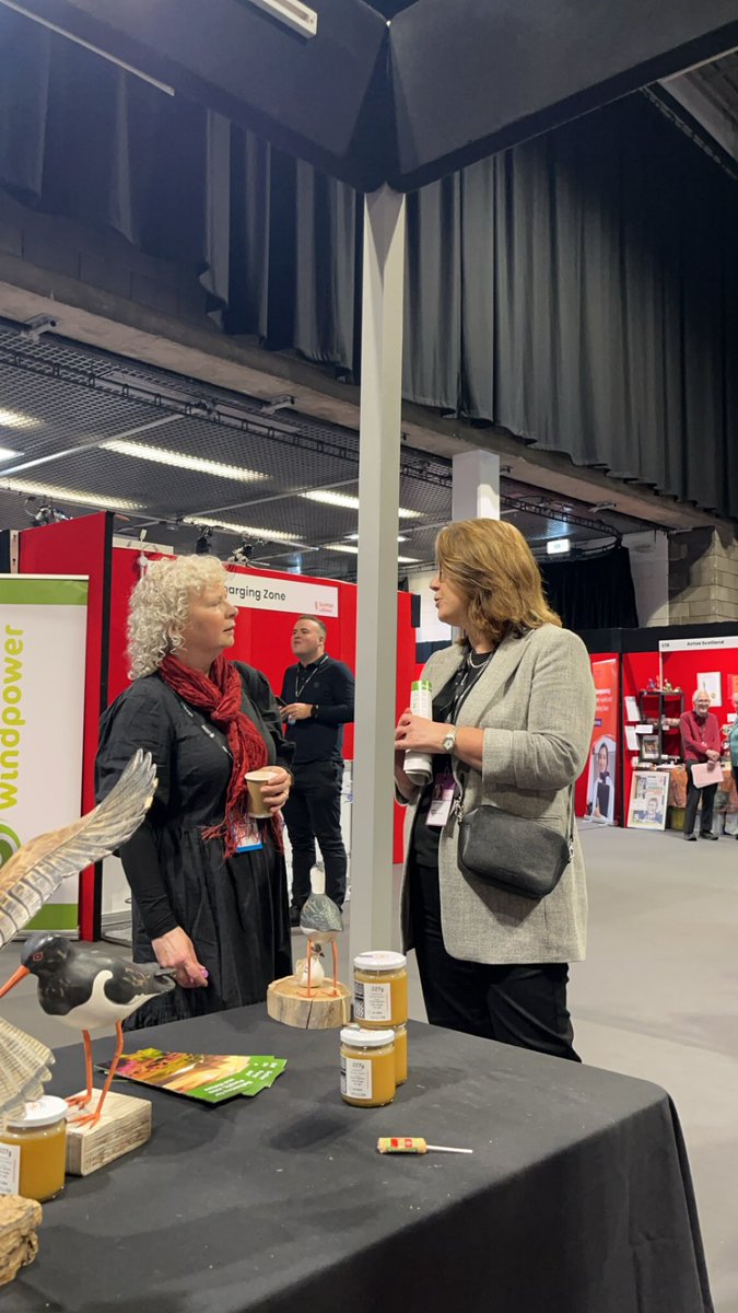 BASCScotland's tweet photo. Last and final day yesterday at #ScotLab24. Thank you to @colinsmythmsp from @SP_RuralAffairs and @clairebakermsp for stopping by to speak to Lianne, and Deirdre from @ScotRMG. #bascscotland #srmg #ruralworkers https://t.co/ycMlvIDJoo