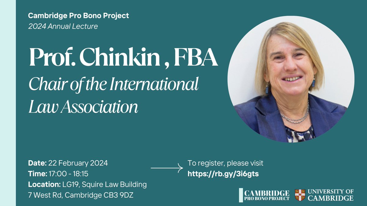 Just 4 days left! Join us this Thursday at 5 PM as Prof. Chinkin explores how human rights law has engaged with women as subjects and agents in international law, with a focus on peace and security contexts. Free snacks &amp; wine will be served! RSVP now via rb.gy/3i6gts