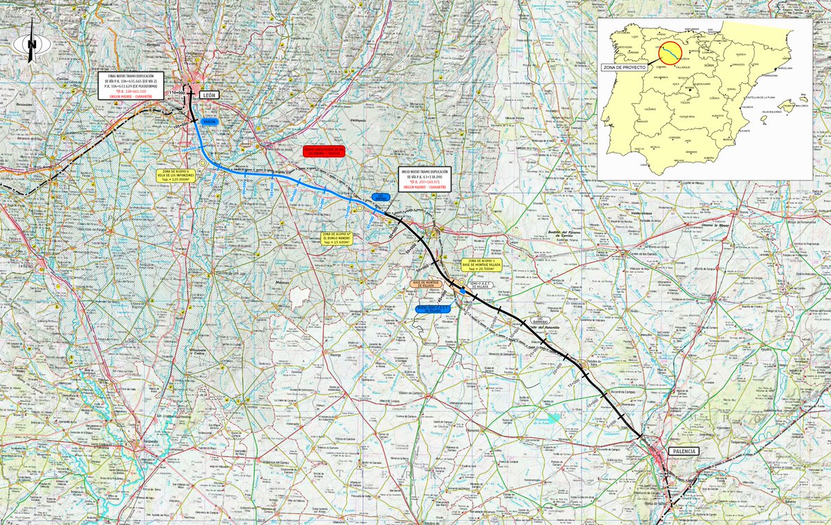 Construction supervision of the rail track duplication work and detailed design for the electrification of the Las Arenas-Vilecha stretch, part of the north-northwest high-speed corridor, Palencia, Spain. The scope includes the duplication of 41.5 km of track, the assembly base