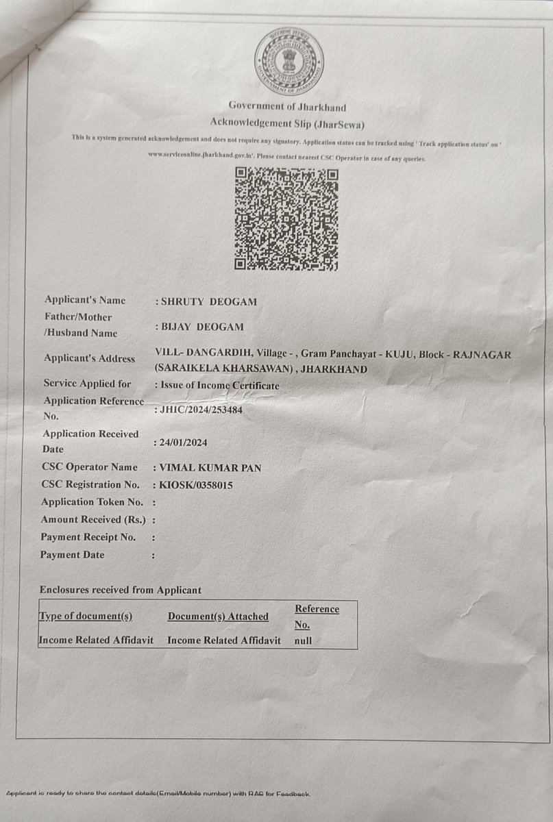 JorsaCSCVLE1's tweet image. सरायकेला जिला अंतर्गत राजनगर ब्लॉक में income Certificate हेतु 1 महीने से कर्मचारी लॉगिन पर ही है और इस पर ध्यान देना वाला कोई नही, विद्यार्थी ekalyan नही भर पा रहा, आप से अनुरोध है कि इस पर भी थोड़ा ध्यान देने की जरूरत है|  @DCseraikella @ChampaiSoren @JharkhandCMO