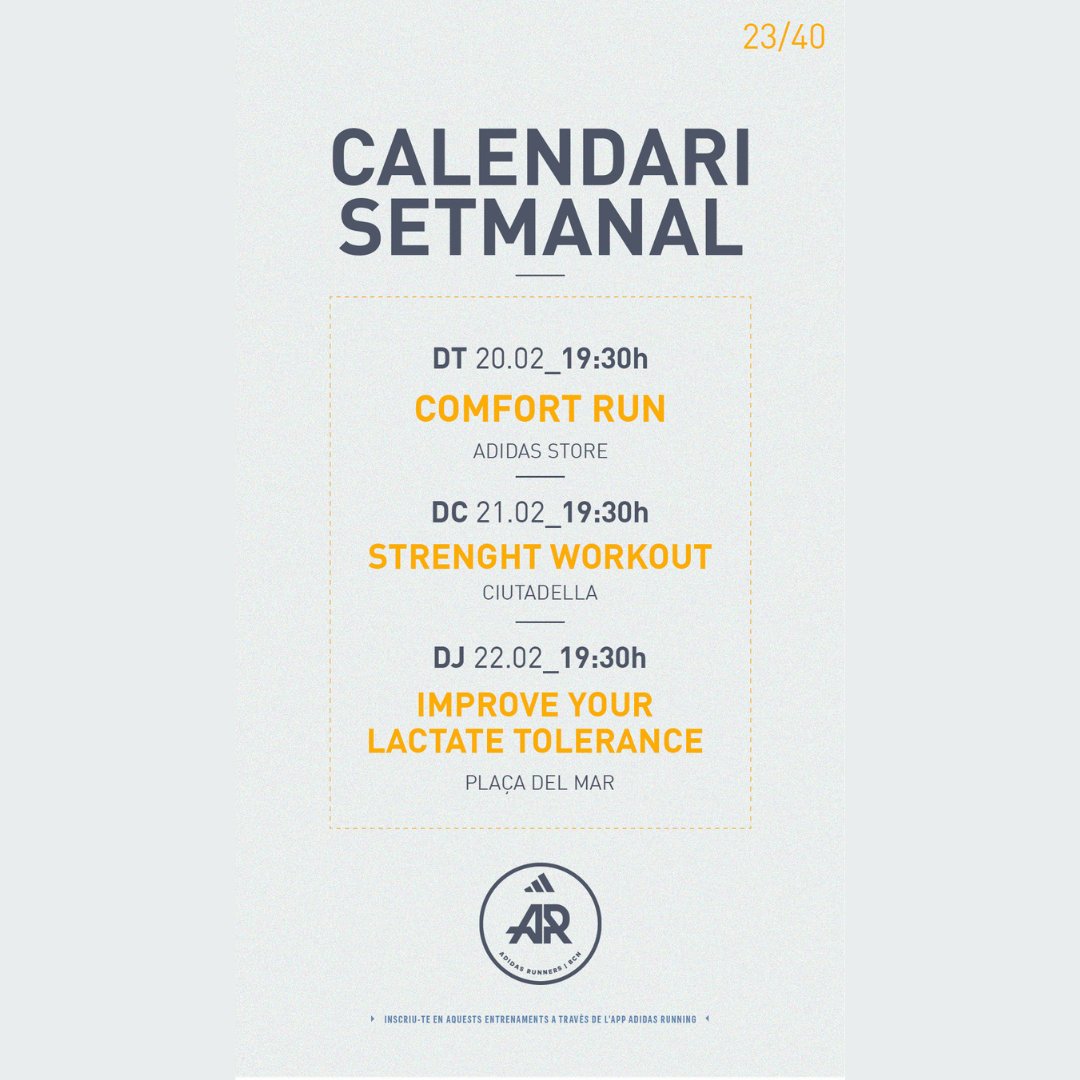 EsportsUPC's tweet image. #UNIRUN | Ja està aquí la planificació dels entrenaments d'@adidasrunnig d'aquesta setmana!

✔Uneix-te al grup de whatsapp per a rebre +info: bit.ly/arbcnapp

📚No oblidis que pots obtenir crèdits ECTS

#EsportsUPC #esportuniversitari #lacursadelesuniversitats