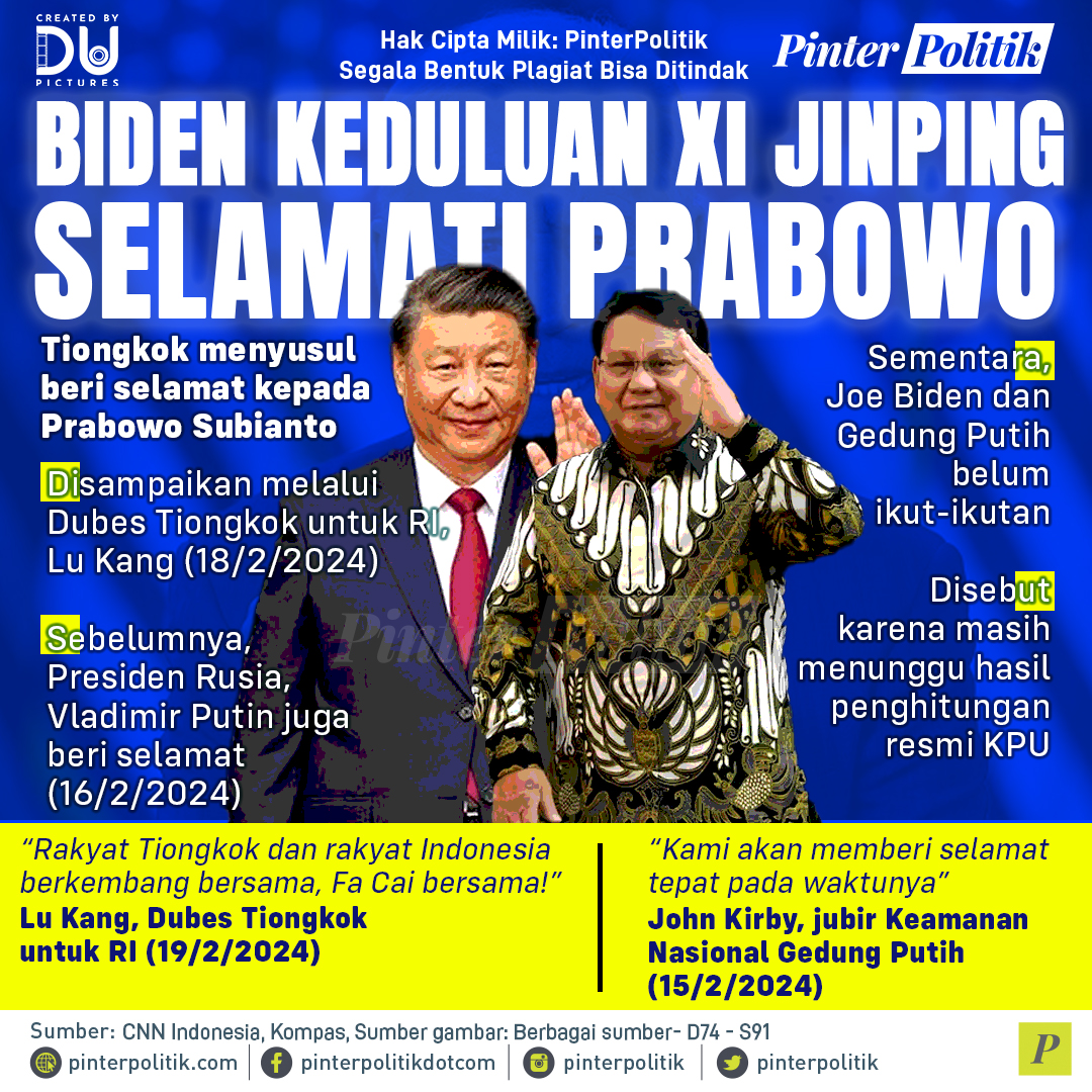 pinterpolitik's tweet image. Salah satu yang paling ditunggu padahal ini hmm.

#xijinping #tiongkok #dubes #Lukang #pilpres2024 #prabowosubianto #quickcount #realcount #infografis #pinterpolitik #politikindonesia #beritapolitik