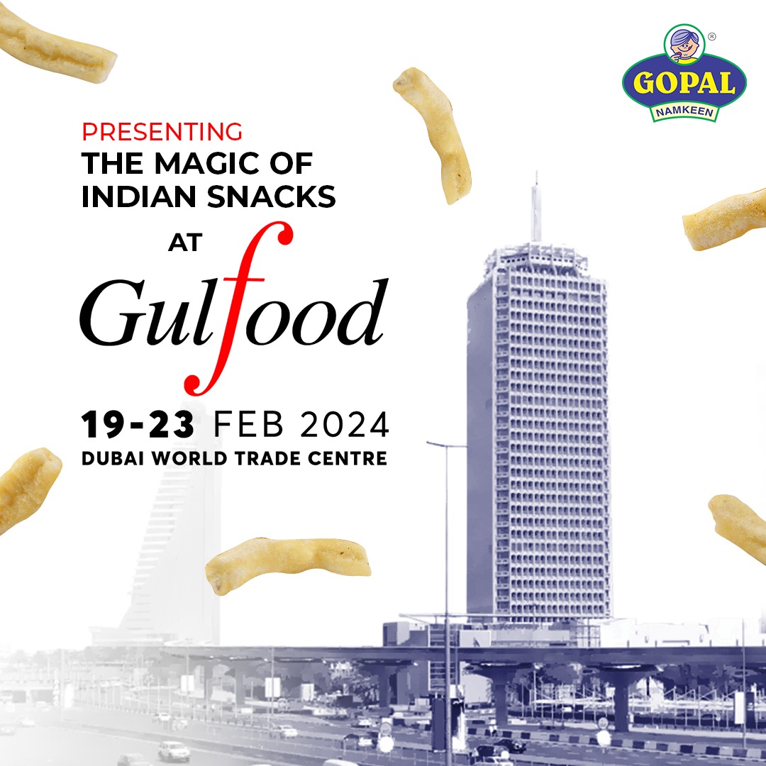 Gopal Snacks is ready to present a burst of Indian flavours to Gulfood 2024. Come and meet us at stall Z5-130, hall Zabeel 5, between 19th to 23rd February.

#GopalAtGulfood #GopalSnacksAtGulfoodExpo #Gulfood #Gulfood2024 #FoodExpo #EthnicSnacks #IndianSnacks #Namkeen