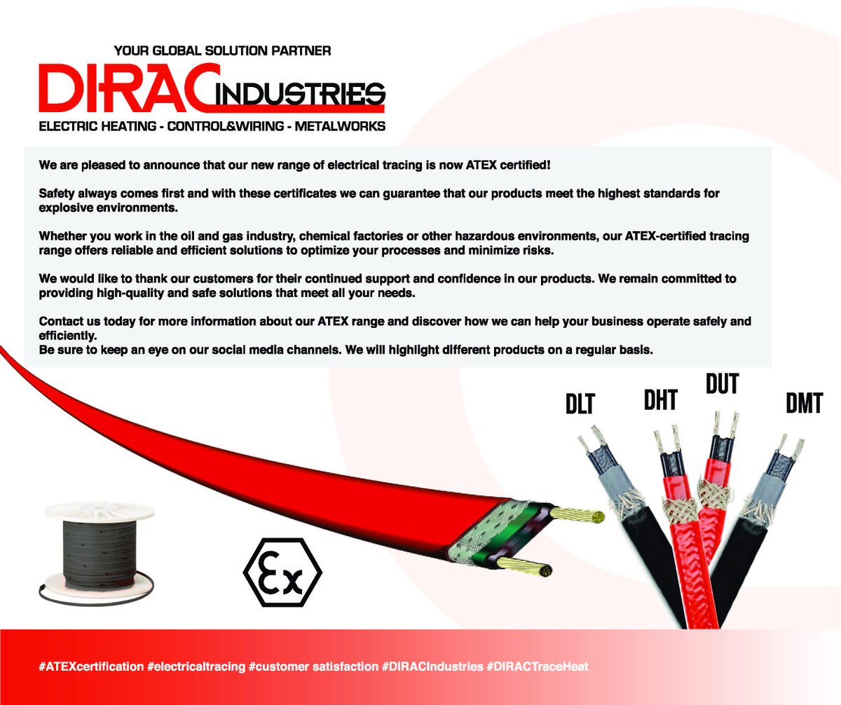 BartLoecker's tweet photo. #ATEXcertification #DIRACIndustries #electricaltracing #customersatisfaction #DIRACTraceHeat https://t.co/gxA7BTIX2m