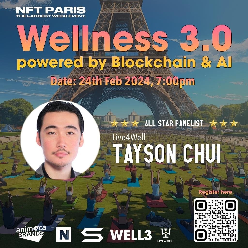 Wellness 3.0 Powered by BlockChain and AI

Tayson Chui Marketing Director of <a href="/live4well/">Live4Well</a>, will be speaking at our panel, ✏️RSVP now: lu.ma/well3nftparis 

#WELL3 $WELL