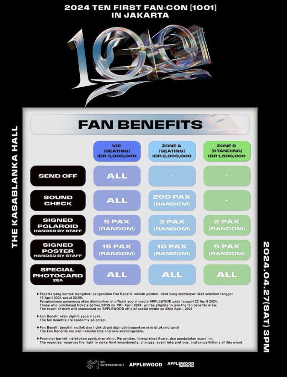 dalbitdotco's tweet image. ✨OPEN JASTIP TEN 2024 FIRST FANCON “1001” IN JAKARTA WITH DALBIT ✨

Fee: 350k-400k/ticket

❗️jasa war only (pakai data cust)
❗️limited slot only
❗️sold = refund

More info please refer to the thread below⬇️

DM to book slot!

#dalbitjastip #TEN_FIRST_FANCON #TENinJKT
