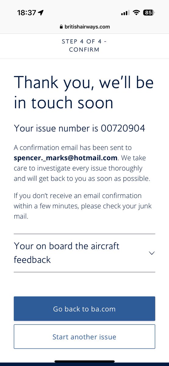 SpenceMarks's tweet photo. @British_Airways please can someone acknowledge this complaint - it’s about a safety critical concern. I’ve attempted to update my email address no “.”but no one has responded!! This is URGENT! https://t.co/oIXdYhUgOI