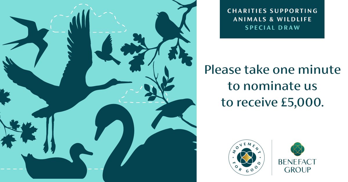 Please nominate! Please share! 

Nominations are open for a £5,000 grant towards our work with injured wildlife. Please take a minute of your time by clicking the link below. Nominations close on Friday. Thank you!  

animal.movementforgood.com/index.php?cn=1…