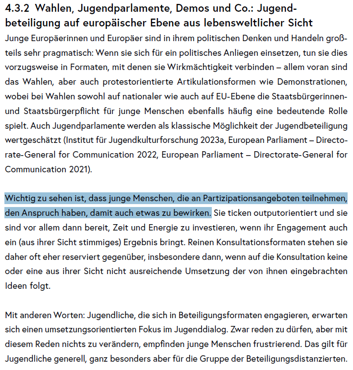 🇪🇺 Eine interessante Lektüre hinsichtlich europa-#PolitischeBildung, #EUropawahl etc. ist der 8. Bericht zur Lage der Jugend in 🇦🇹. S. z.B.:
4.3.2 Wahlen, Jugendparlamente, Demos und Co.
#Jugendbeteiligung auf europäischer Ebene aus lebensweltlicher Sicht
bundeskanzleramt.gv.at/dam/jcr:34a6f4…