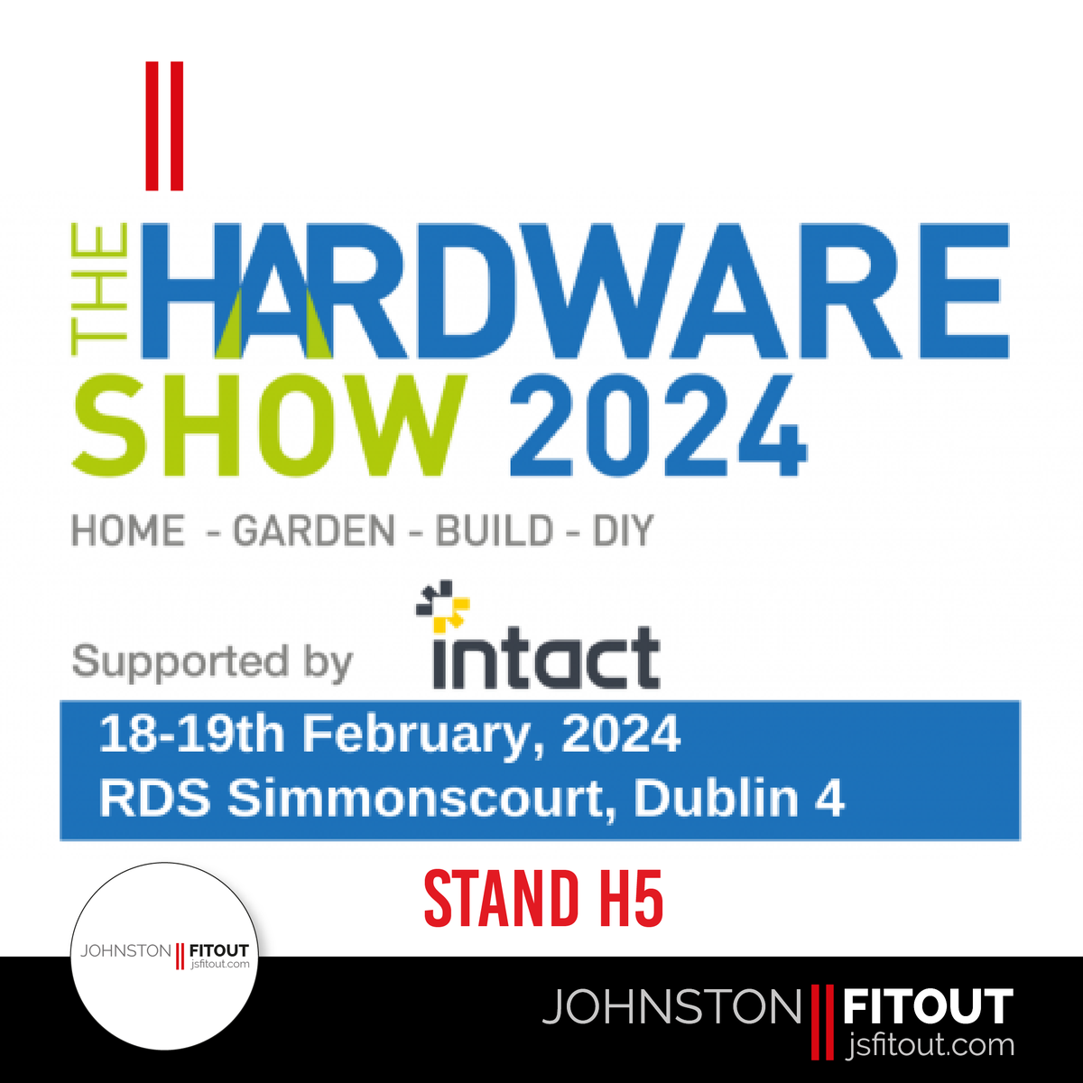 Team Johnston Fitout Group will be at this year’s <a href="/Hardwareassoc/">Hardware Association</a> Show <a href="/TheRDS/">The RDS</a> this Sun &amp; Mon 18th-19th Feb. If you are attending, we would love to meet you at Stand H5 to outline the many services of our group companies #JSFitout #JohnstonShopfitters #JohnstonRetailServices #RDS