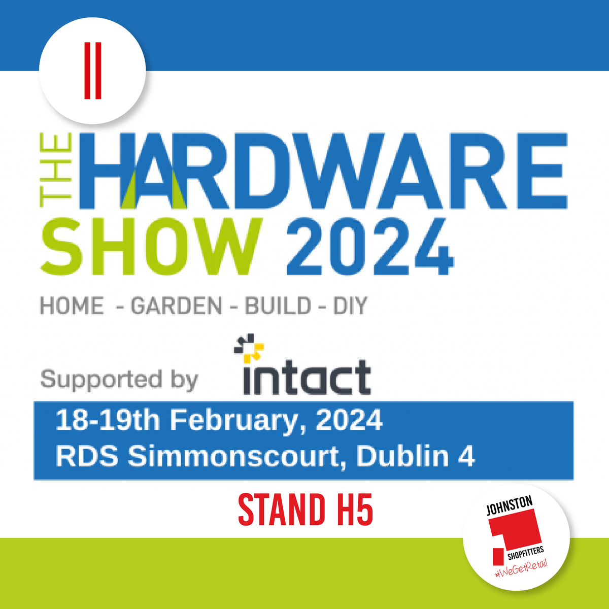 Team #JohnstonFitoutGroup will be at this year’s
<a href="/Hardwareassoc/">Hardware Association</a> Show <a href="/TheRDS/">The RDS</a> this Sun &amp; Mon 18th-19th Feb. If you are attending, we would love to meet you at Stand H5 to outline the many services of our group companies #JSFitout #JohnstonShopfitters #JohnstonRetailServices #RDS