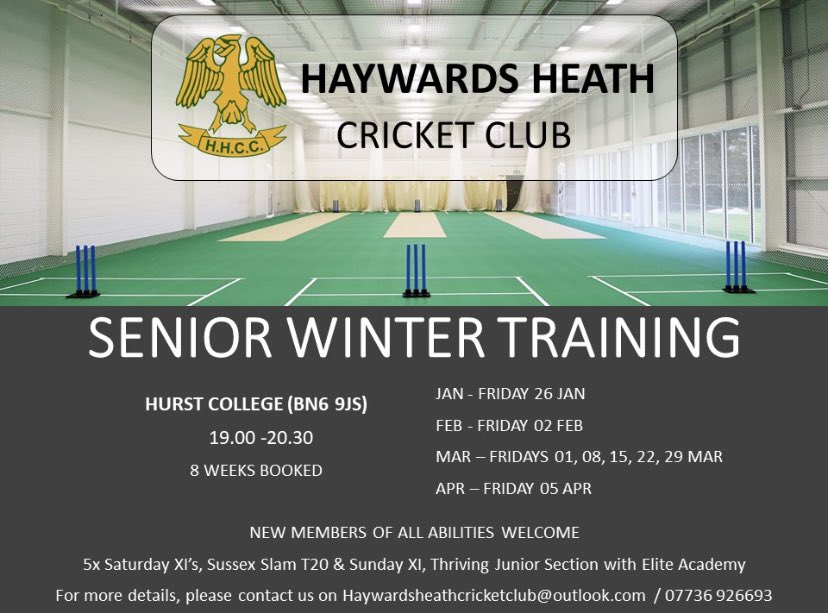 Looking to join a local cricket club? Winter nets start now…get in touch to get involved @HurstSport @AnstyCC @BurgessHillCC @HaywardsHeathCC @SussexWomen @SussexCCC