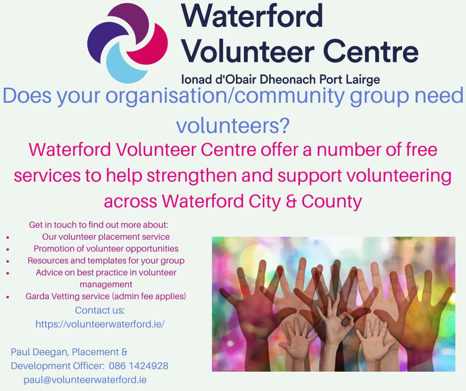 Waterford Volunteer Centre can help organisations with Volunteer Placement in a number of ways - get in touch today! info@voluteerwaterford.ie