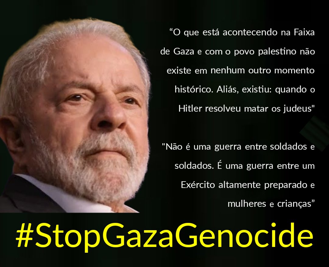 @4i20Luizinho @vitinho1963 O mundo precisa dar um basta no genocídio do povo palestino.

Se você concorda, comenta aqui
LULA ESTÁ CERTO