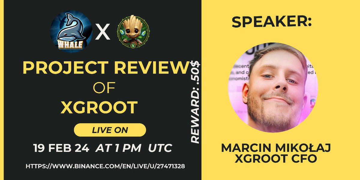 xgrootnft's tweet photo. 💥 Only 3 hours left until first XGROOT AMA Live on Binance
💎 Bring your burning questions for an exciting journey into the vast realm of #XGroot - the first project (meme) on carbon credits using blockchain.
💫Venue: https://t.co/kEUHrWKfLY https://t.co/isKNHA7gqr