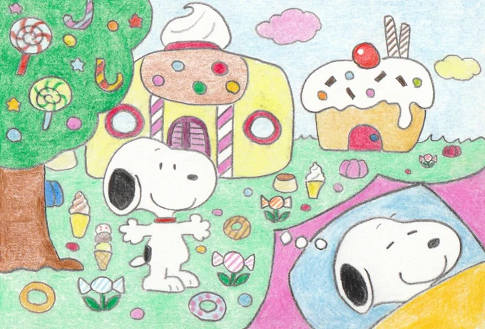 お菓子の国 #スヌーピー #SNOOPY #fanart 