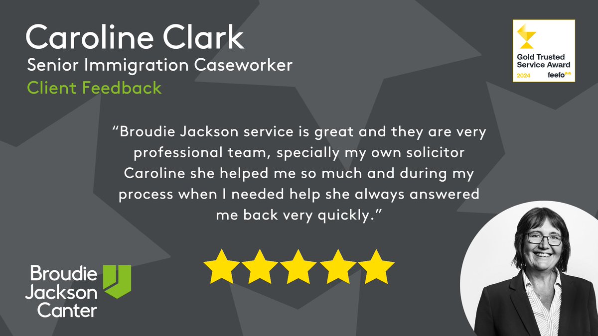 Today we congratulate Caroline Clark on this piece of fantastic client feedback! ⭐⭐⭐⭐⭐ Find out more about how Caroline can help you here: bit.ly/3wrEQnd #broudiejacksoncanter #liverpoollawfirm #Testimonial #ClientFeedback #MAPD #immigration