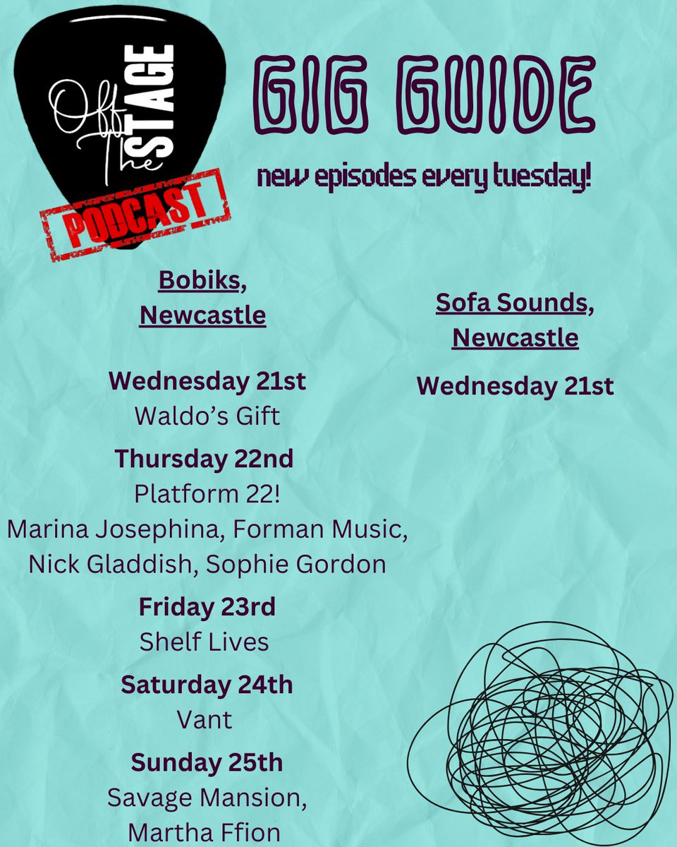 Off The Stage Gig Guide! - 2/3 #Newcastle Which act are you wanting to see? @bobiksncl @sofarsoundsne #Gigguide #podcast #music #livemusic #talk #events #northeast #musician #band #gig #vibe #nightout #goodvibes #vibes #tour #Newcastle