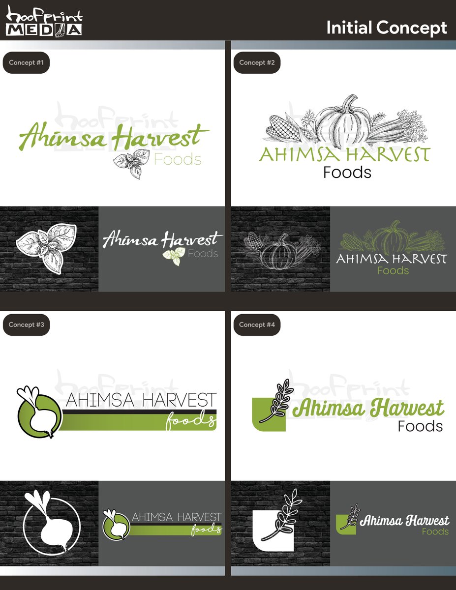 Initial Logo Branding Concepts for Ahimsa Harvest Foods 🙌

#logobranding #logodesign #logodesigns #logodesigner #hoofprintmedia