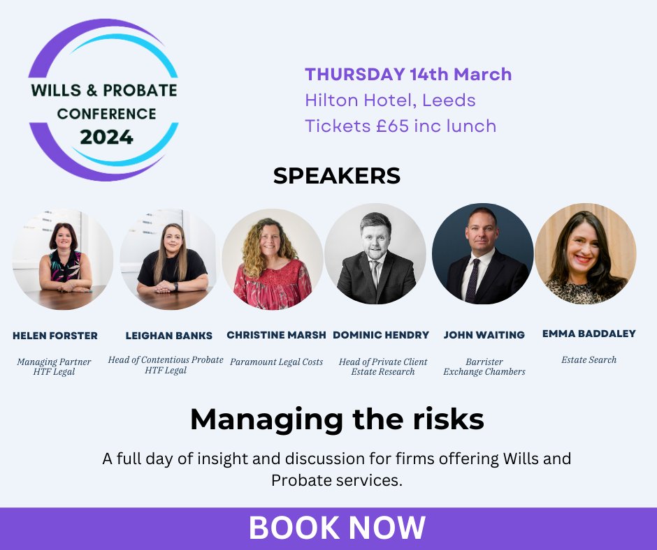 📣 Meet our speakers! 
It isn't often you get so many Wills &amp; Probate experts in one place so make sure you've got your ticket. 
eventbrite.co.uk/e/wills-and-pr…

#willsandprobateconference @estaterisq