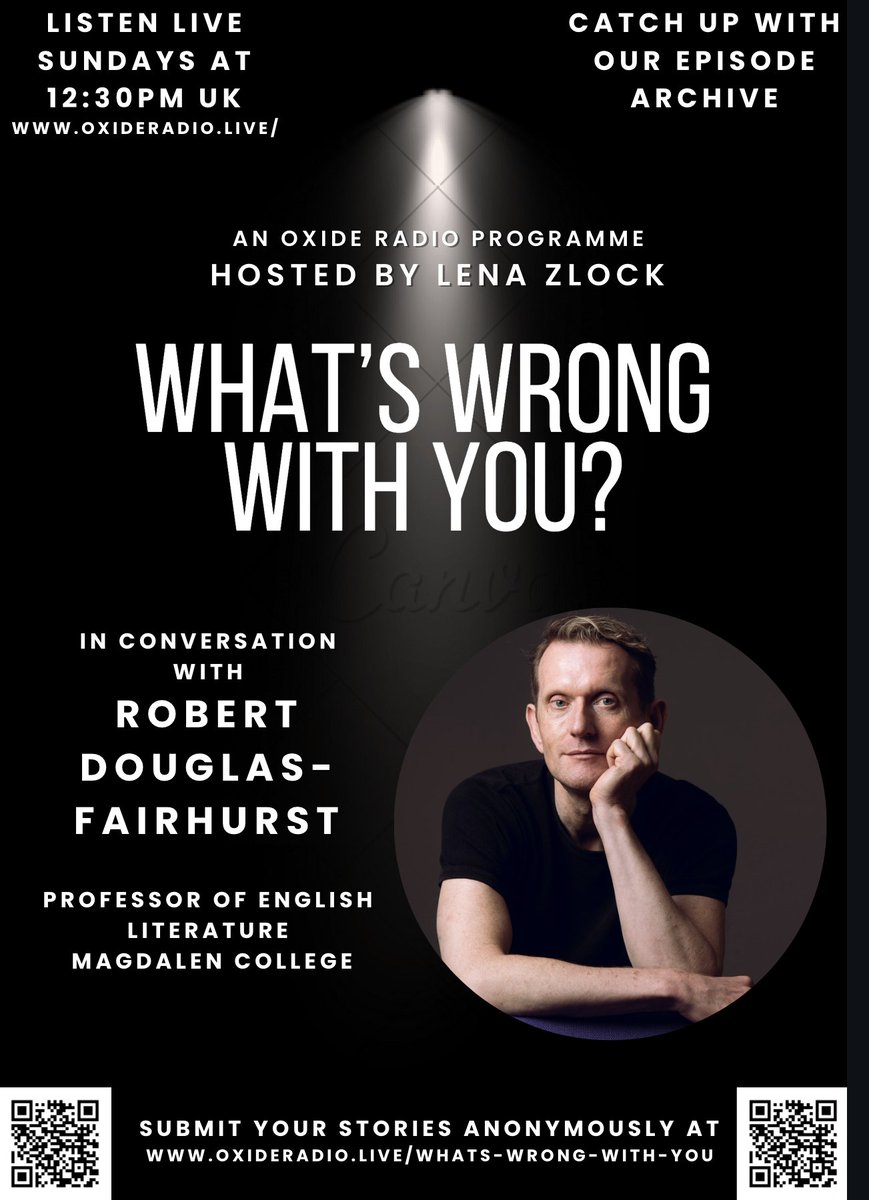 Professor of English and Magdalen Fellow <a href="/RobertDFBooks/">Robert Douglas-Fairhurst Official</a> talks about his journey with multiple sclerosis on a new radio programme launched by alumna <a href="/LZlock89/">Lena Zlock</a> called 'What's Wrong with You?'<a href="/OxideRadioLive/">OxideRadio</a> 
oxideradio.live/whats-wrong-wi…