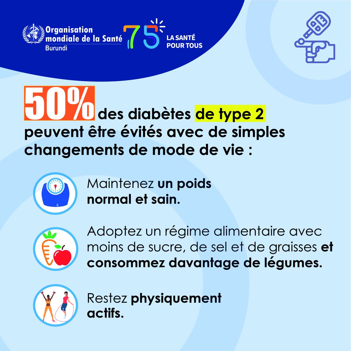 Découvrez les facteurs de risque du #diabète de type 2 et évaluez votre risque!

➡️Des choix de vie peuvent aider à prévenir le diabète du type 2.👇🏾