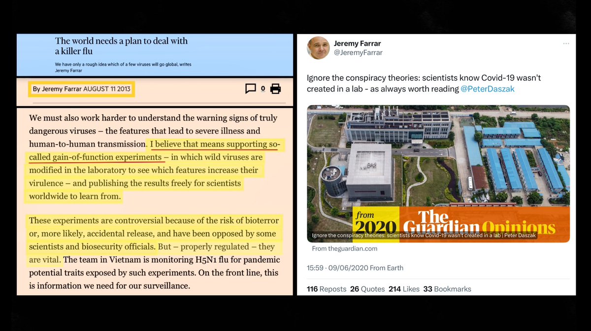 When you openly support gain-of-function experiments... and then things go horribly wrong.... ...simply label accidental lab release immediately as conspiracy theory and then seek protection from the @WHO.