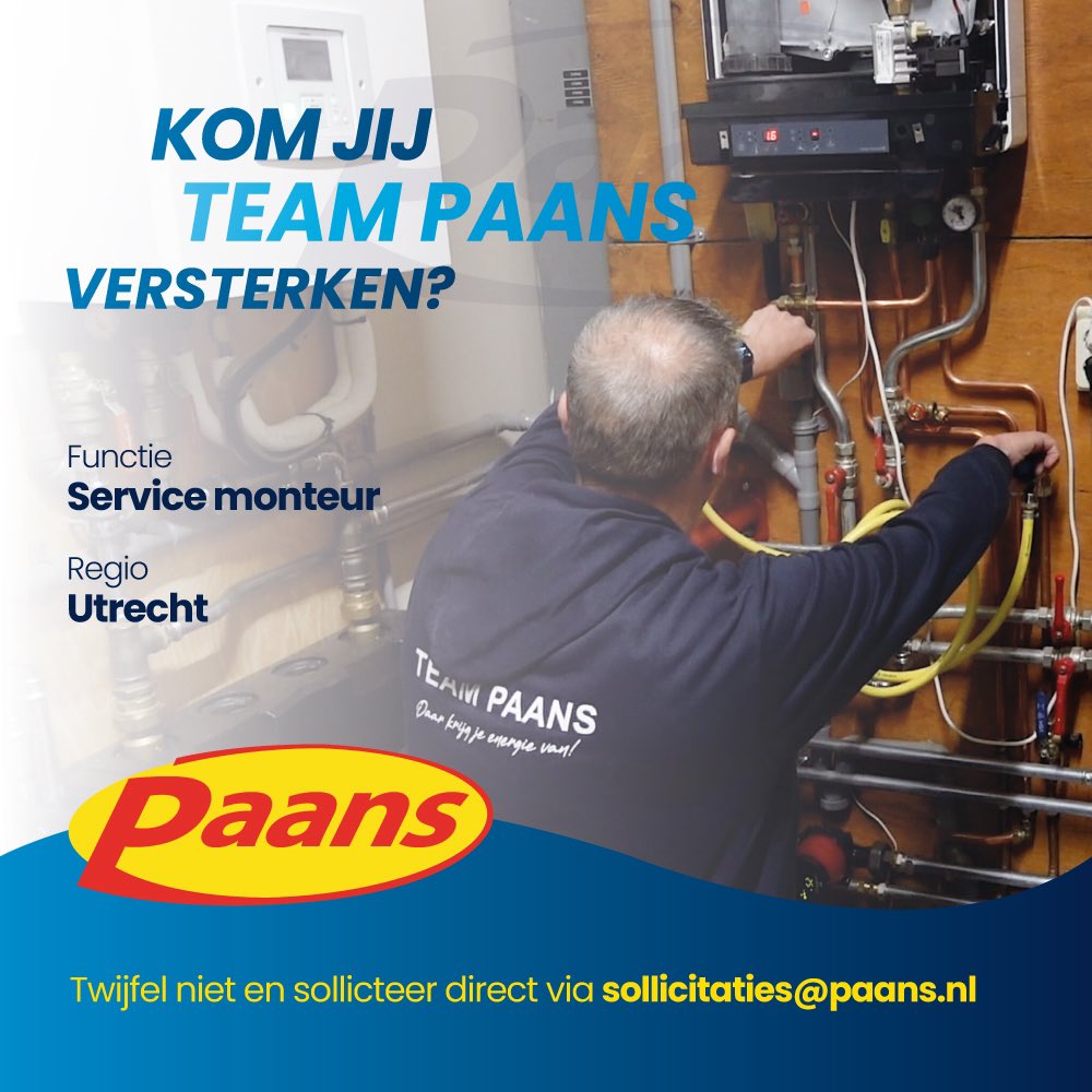 📣 Vacature service monteur 

Word jij onze nieuwe service monteur in regio Utrecht? Samen met het team zorg je voor tevreden klanten en vlekkeloze service. Solliciteer vandaag nog en maak deel uit van Team Paans!  💪🏼

Meer informatie:
paans.nl/vacatures/