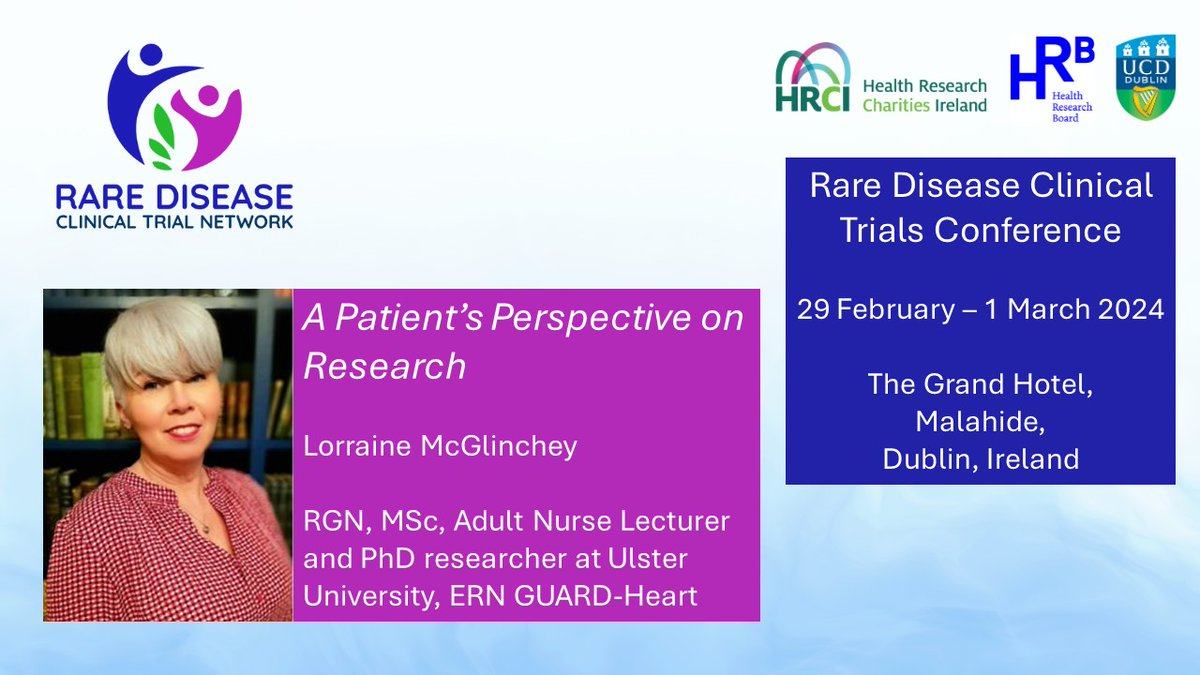 @lorrainemac10 is a passionate patient and family advocate who comes from a family with a rare condition (SADs CPVT). We're looking forward to hearing her Perspective on Research at the upcoming Rare Disease Clinical Trials Conference! #RD #PPI

REGISTER: forms.gle/sozhmyvjQowL8N…