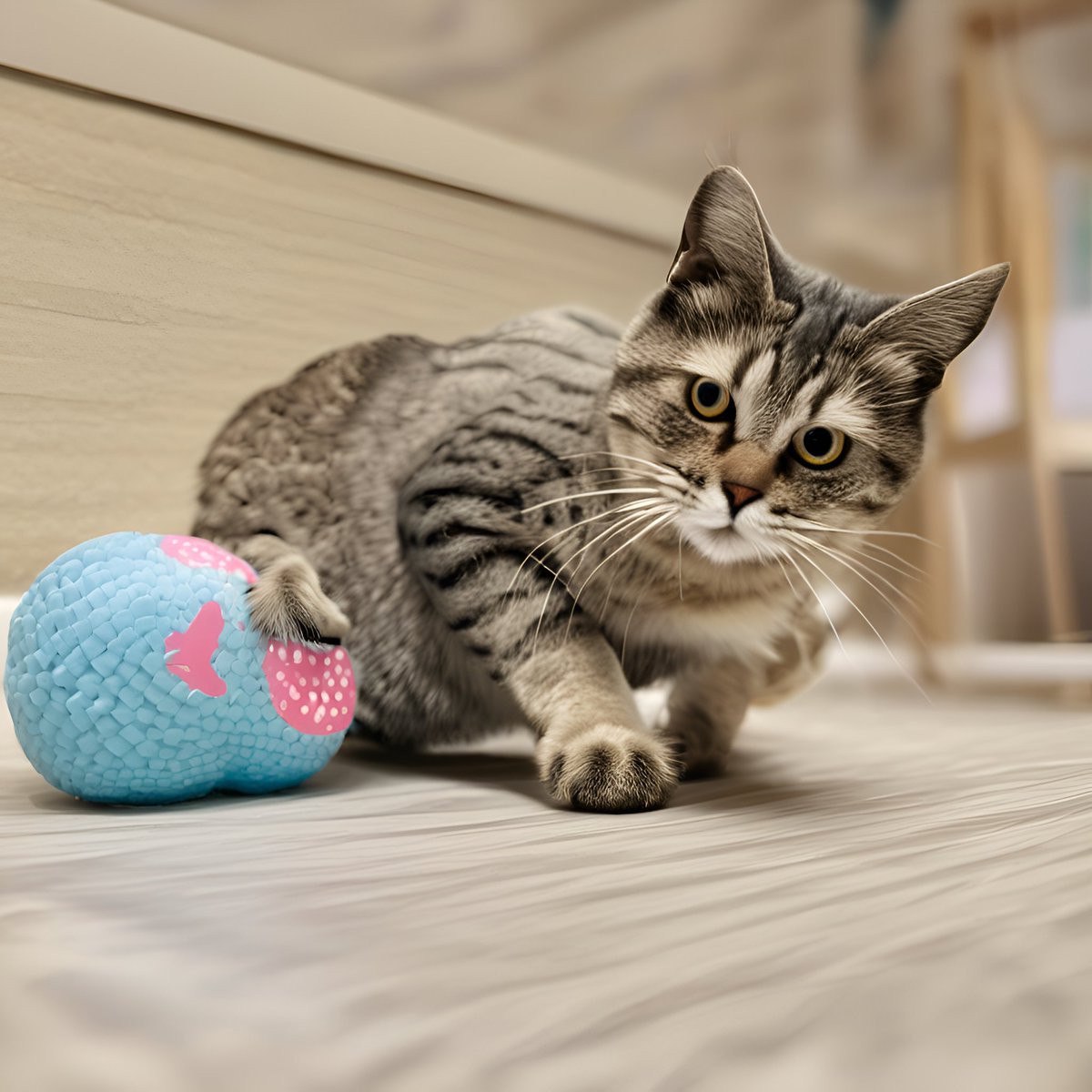 bossneco's tweet photo. リートン、猫じゃらしで遊ぶ猫を描いて
（猫じゃらしは難しかったかな..）

#リートンとAIにゃーとん https://t.co/8fyzB7UwOs