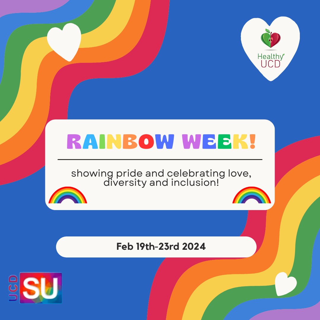 Whether you identify as LGBTQIA+ or an ally, this week is an opportunity to come together, support one another and show that UCD is a diverse community of amazing people, where everyone has the opportunity to live their truth ❤️ 🌈