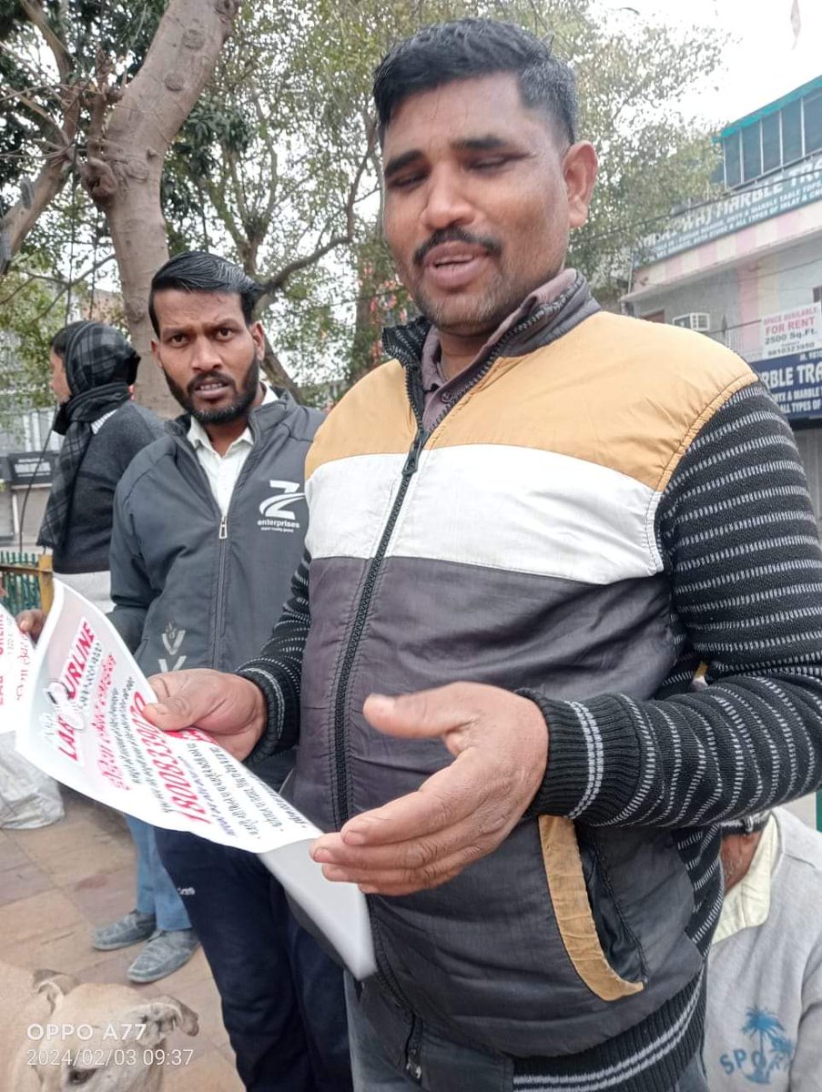 LabourlineDelhi's tweet photo. Awareness Campaign of India Labourline among the construction workers at Rajouri Garden Labour Chowk Delhi. https://t.co/KTMgxdefV1